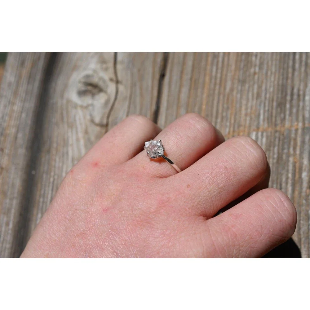 Herkimer Diamond Ring Rustic dainty unique alternative simple boho minimalist na